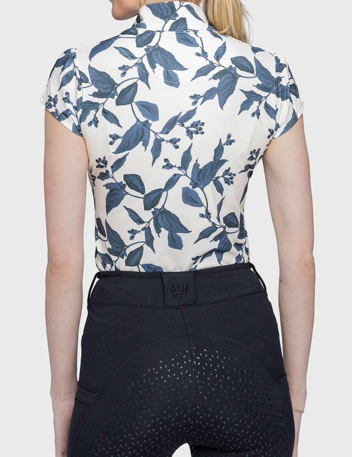 Kastel Denmark Indigo Lithograph Leaf 1/4 Zip Cap Sleeve Shirt - Kastel Denmark - Equiluxe Tack