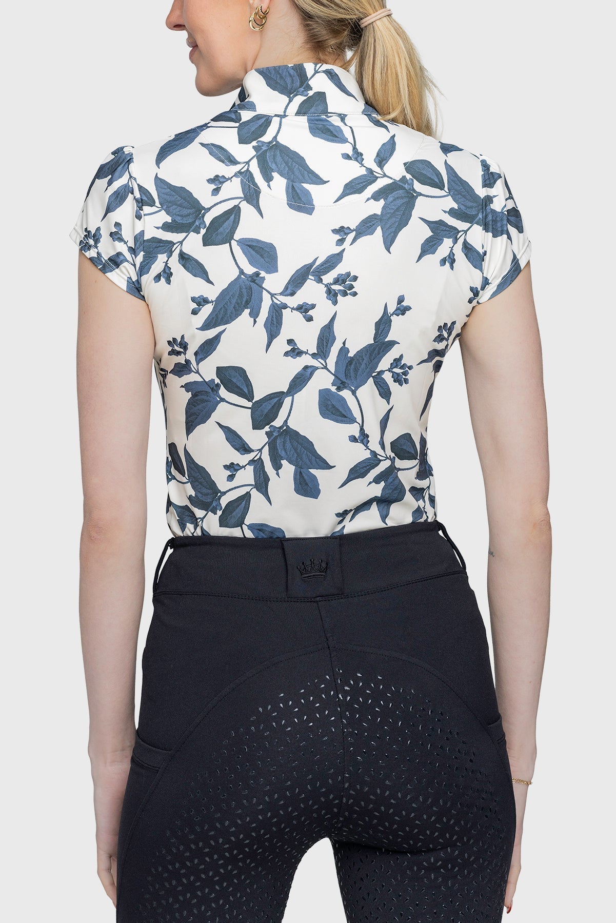 Kastel Denmark Indigo Lithograph Leaf 1/4 Zip Cap Sleeve Shirt - Kastel Denmark - Equiluxe Tack