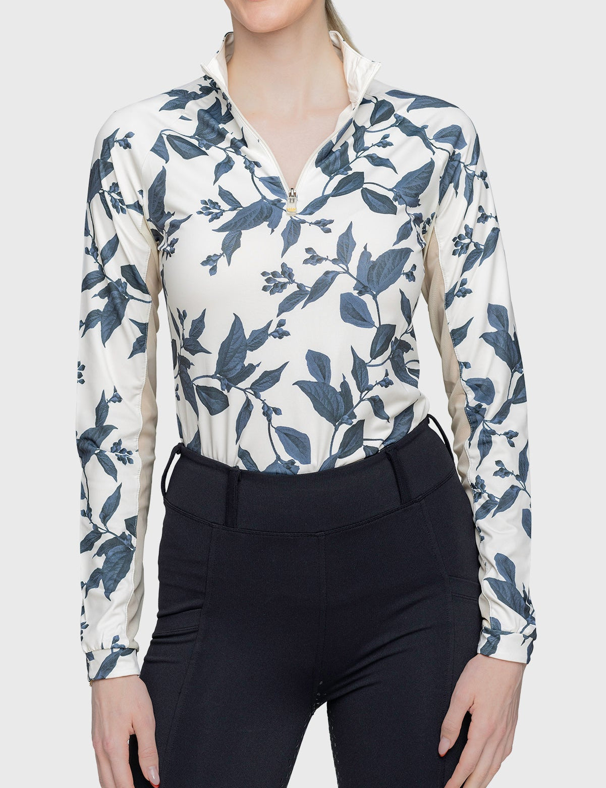 Kastel Denmark Indigo Lithograph Leaf 1/4 Zip Long Sleeve Shirt - Kastel Denmark - Equiluxe Tack