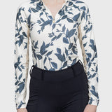 Kastel Denmark Indigo Lithograph Leaf 1/4 Zip Long Sleeve Shirt - Kastel Denmark - Equiluxe Tack