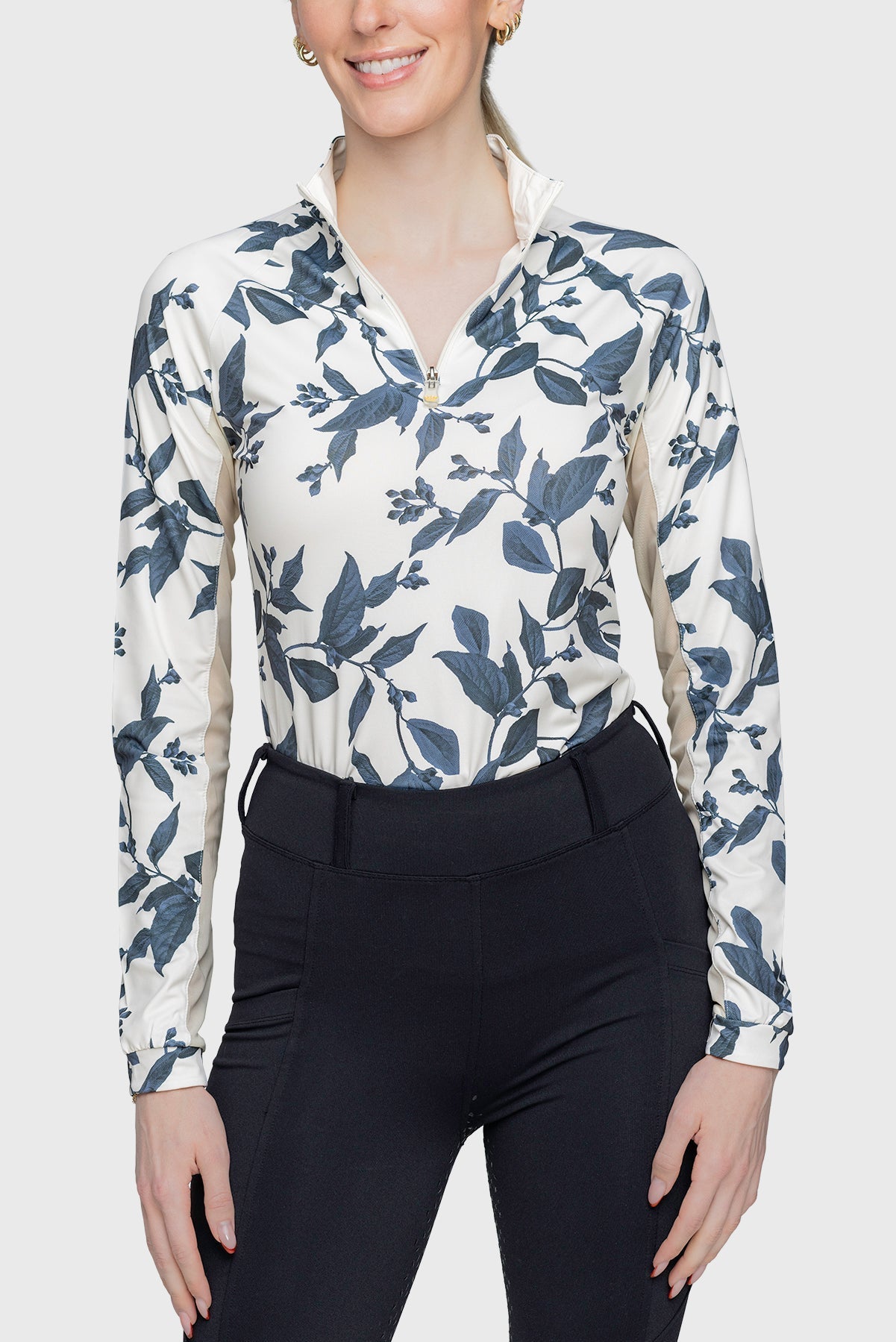 Kastel Denmark Indigo Lithograph Leaf 1/4 Zip Long Sleeve Shirt - Kastel Denmark - Equiluxe Tack