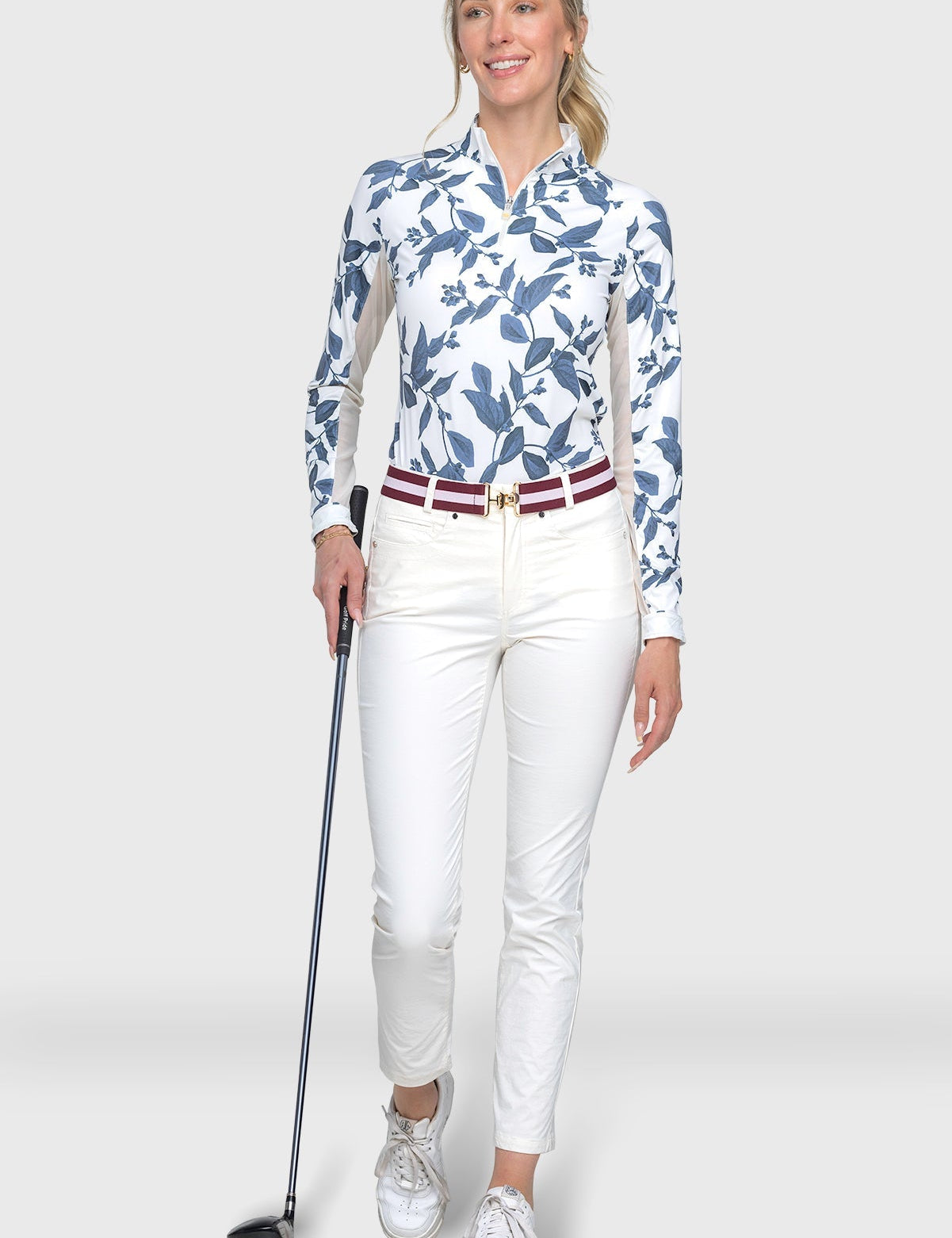 Kastel Denmark Indigo Lithograph Leaf 1/4 Zip Long Sleeve Shirt - Kastel Denmark - Equiluxe Tack