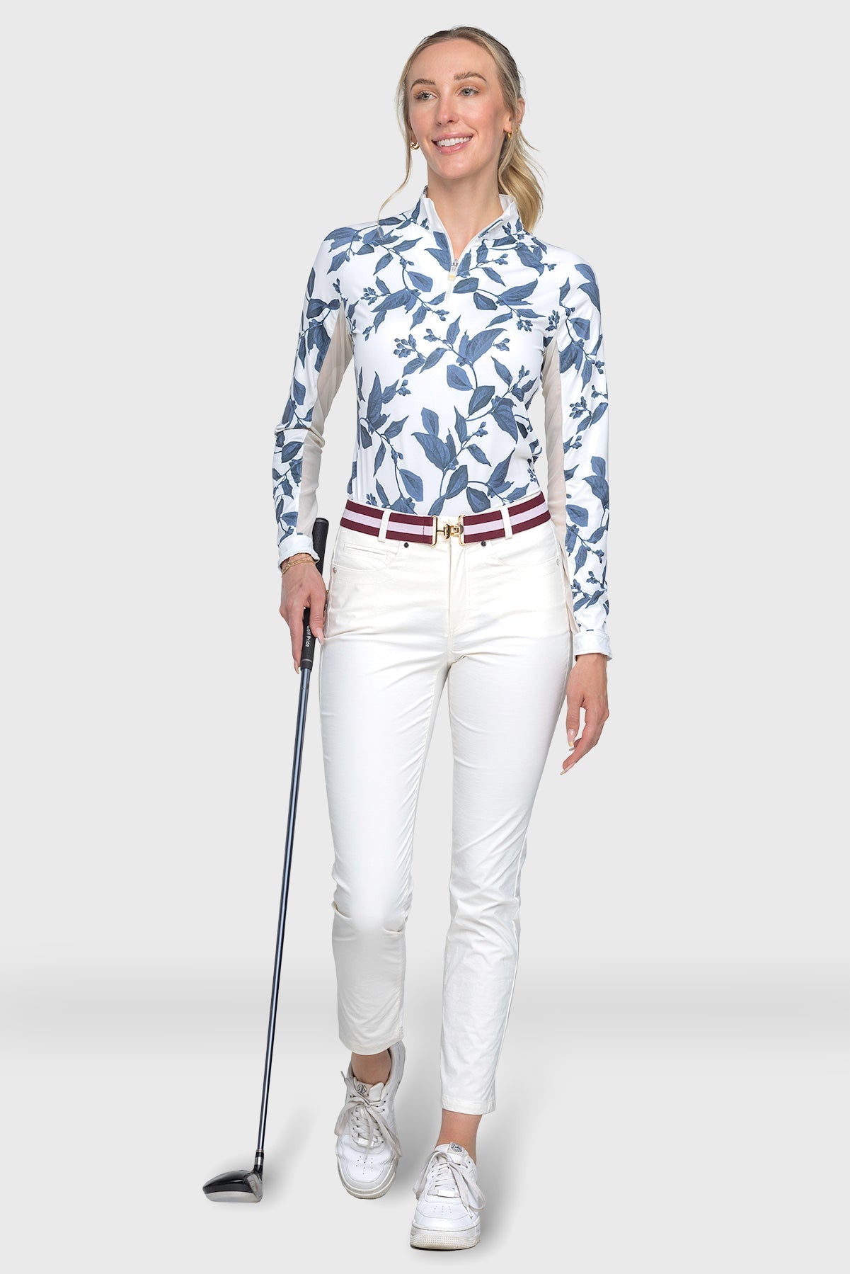 Kastel Denmark Indigo Lithograph Leaf 1/4 Zip Long Sleeve Shirt - Kastel Denmark - Equiluxe Tack