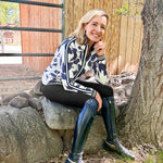 Kastel Denmark Indigo Lithograph Leaf Full Zip Track Jacket w/Striped Trim - Kastel Denmark - Equiluxe Tack