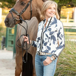 Kastel Denmark Indigo Lithograph Leaf Full Zip Track Jacket w/Striped Trim - Kastel Denmark - Equiluxe Tack