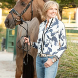 Kastel Denmark Indigo Lithograph Leaf Full Zip Track Jacket w/Striped Trim - Kastel Denmark - Equiluxe Tack