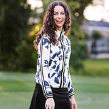 Kastel Denmark Indigo Lithograph Leaf Full Zip Track Jacket w/Striped Trim - Kastel Denmark - Equiluxe Tack