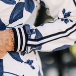 Kastel Denmark Indigo Lithograph Leaf Full Zip Track Jacket w/Striped Trim - Kastel Denmark - Equiluxe Tack