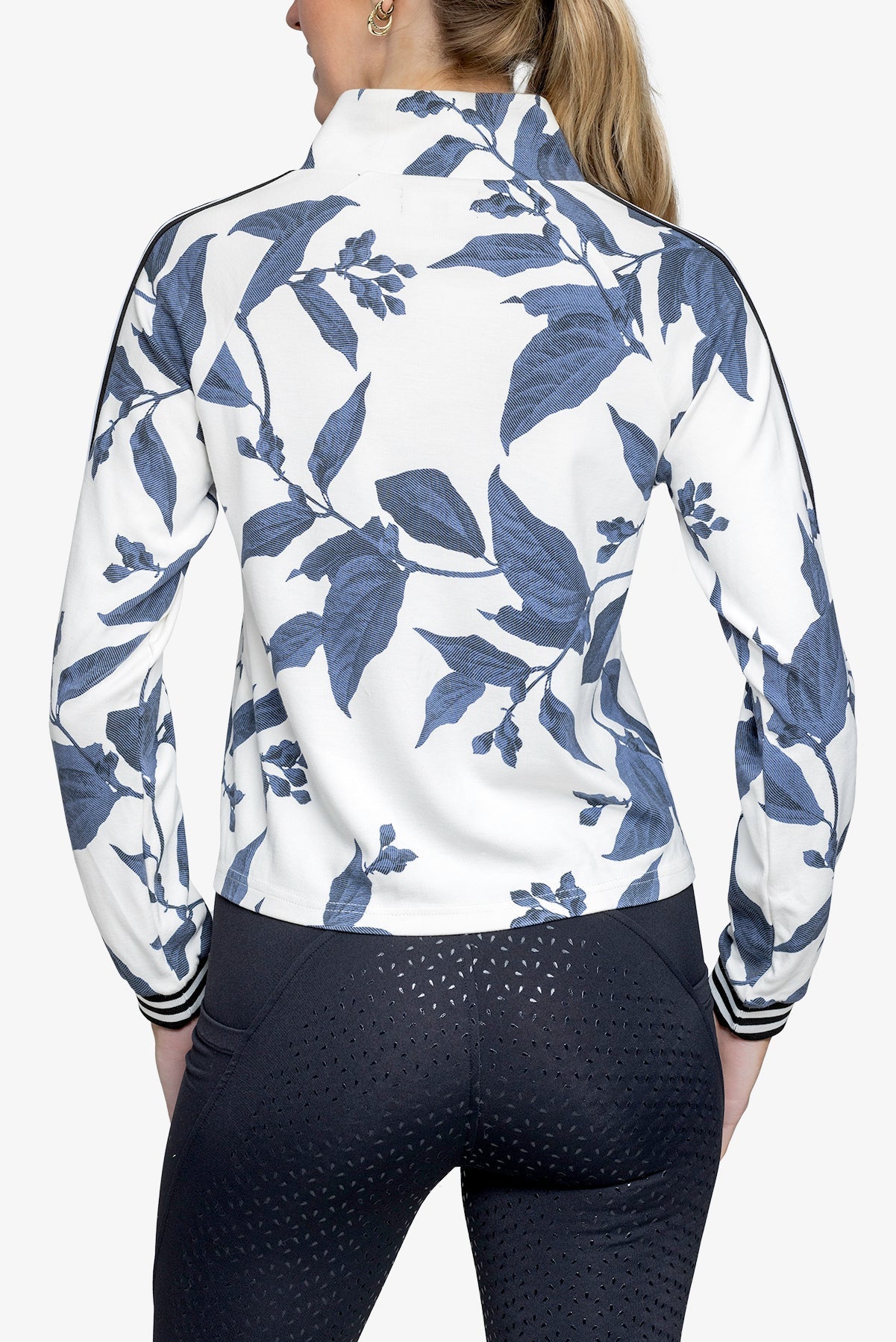 Kastel Denmark Indigo Lithograph Leaf Full Zip Track Jacket w/Striped Trim - Kastel Denmark - Equiluxe Tack
