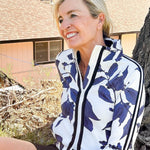 Kastel Denmark Indigo Lithograph Leaf Full Zip Track Jacket w/Striped Trim - Kastel Denmark - Equiluxe Tack