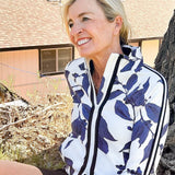Kastel Denmark Indigo Lithograph Leaf Full Zip Track Jacket w/Striped Trim - Kastel Denmark - Equiluxe Tack