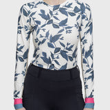 Kastel Denmark Indigo Lithograph Leaf Long Sleeve Crewneck Shirt w/Striped Cuff - Kastel Denmark - Equiluxe Tack