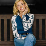 Kastel Denmark Indigo Lithograph Leaf Long Sleeve Raglan 1/4 Zip Shirt - Kastel Denmark - Equiluxe Tack