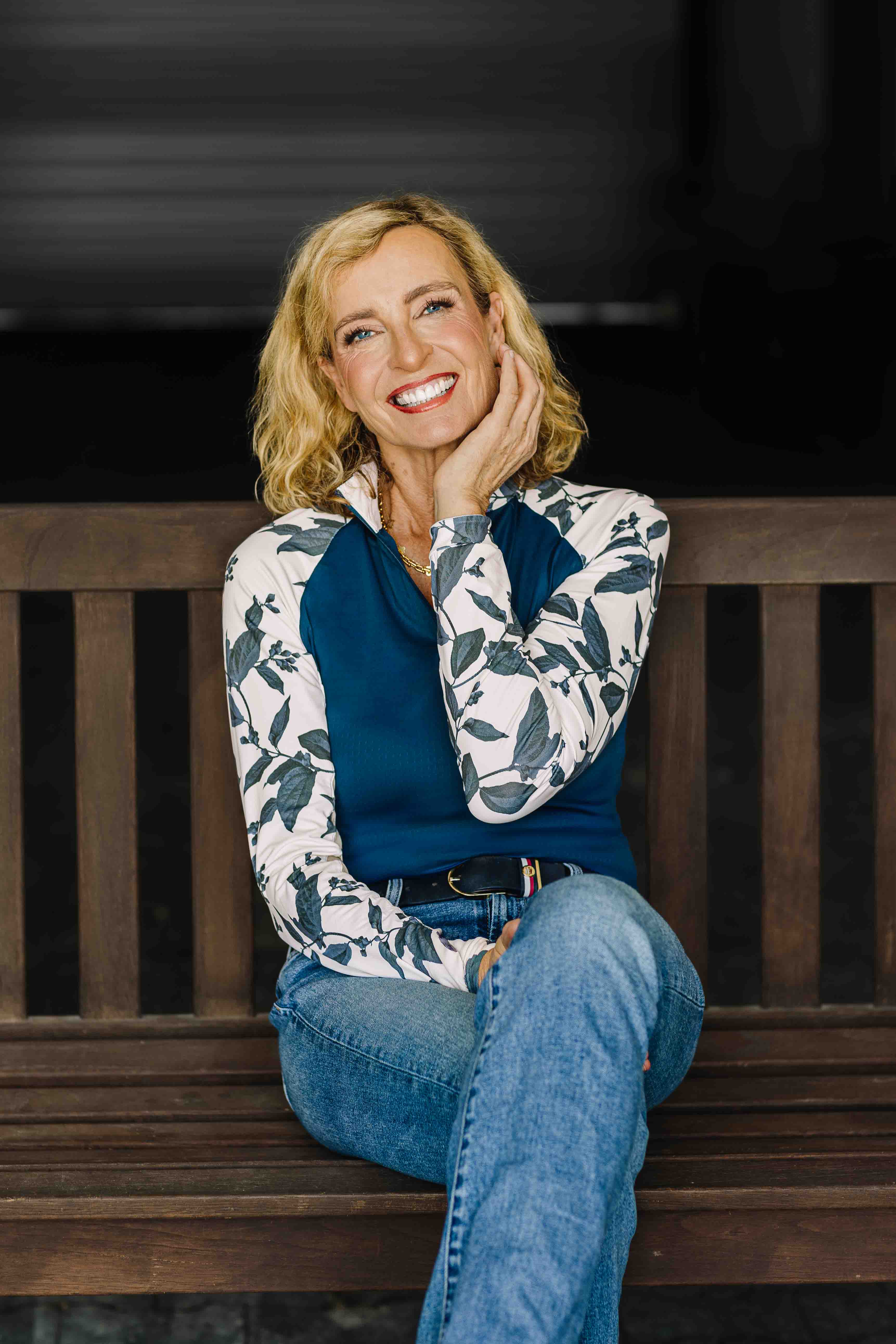 Kastel Denmark Indigo Lithograph Leaf Long Sleeve Raglan 1/4 Zip Shirt - Kastel Denmark - Equiluxe Tack