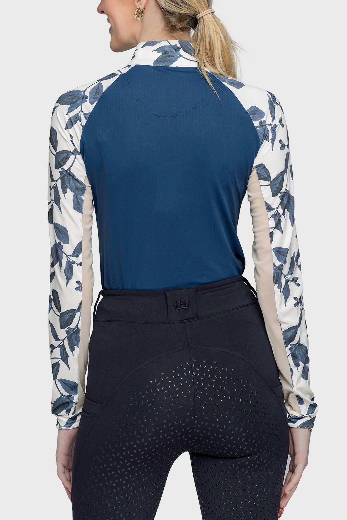 Kastel Denmark Indigo Lithograph Leaf Long Sleeve Raglan 1/4 Zip Shirt - Kastel Denmark - Equiluxe Tack