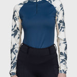 Kastel Denmark Indigo Lithograph Leaf Long Sleeve Raglan 1/4 Zip Shirt - Kastel Denmark - Equiluxe Tack