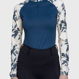 Kastel Denmark Indigo Lithograph Leaf Long Sleeve Raglan 1/4 Zip Shirt - Kastel Denmark - Equiluxe Tack