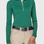 Kastel Denmark Kelly Green Solid Long Sleeve 1/4 Zip Sun Shirt W/ Silver Zip - Kastel Denmark - Equiluxe Tack