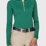 Kastel Denmark Kelly Green Solid Long Sleeve 1/4 Zip Sun Shirt W/ Silver Zip - Kastel Denmark - Equiluxe Tack