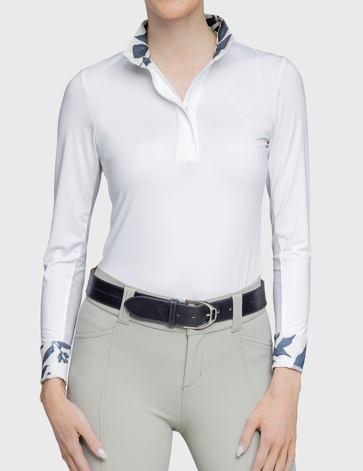 Kastel Denmark Lithograph Leaf Tailored Long Sleeve White Show Shirt - Kastel Denmark - Equiluxe Tack