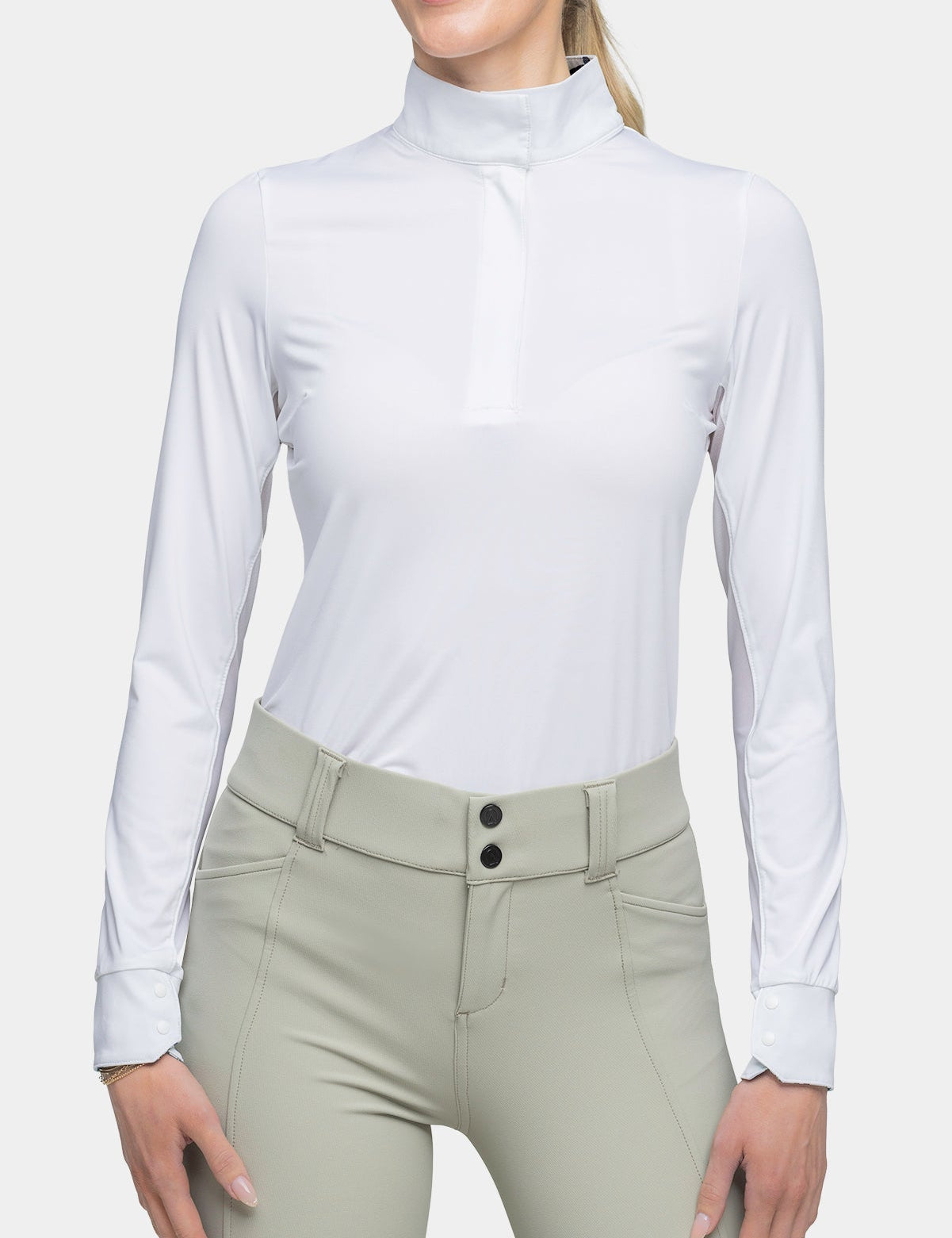 Kastel Denmark Lithograph Leaf Tailored Long Sleeve White Show Shirt - Kastel Denmark - Equiluxe Tack