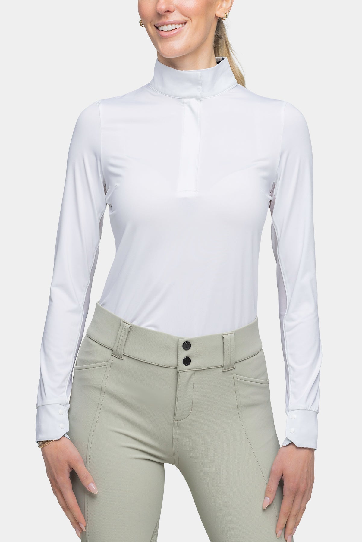 Kastel Denmark Lithograph Leaf Tailored Long Sleeve White Show Shirt - Kastel Denmark - Equiluxe Tack