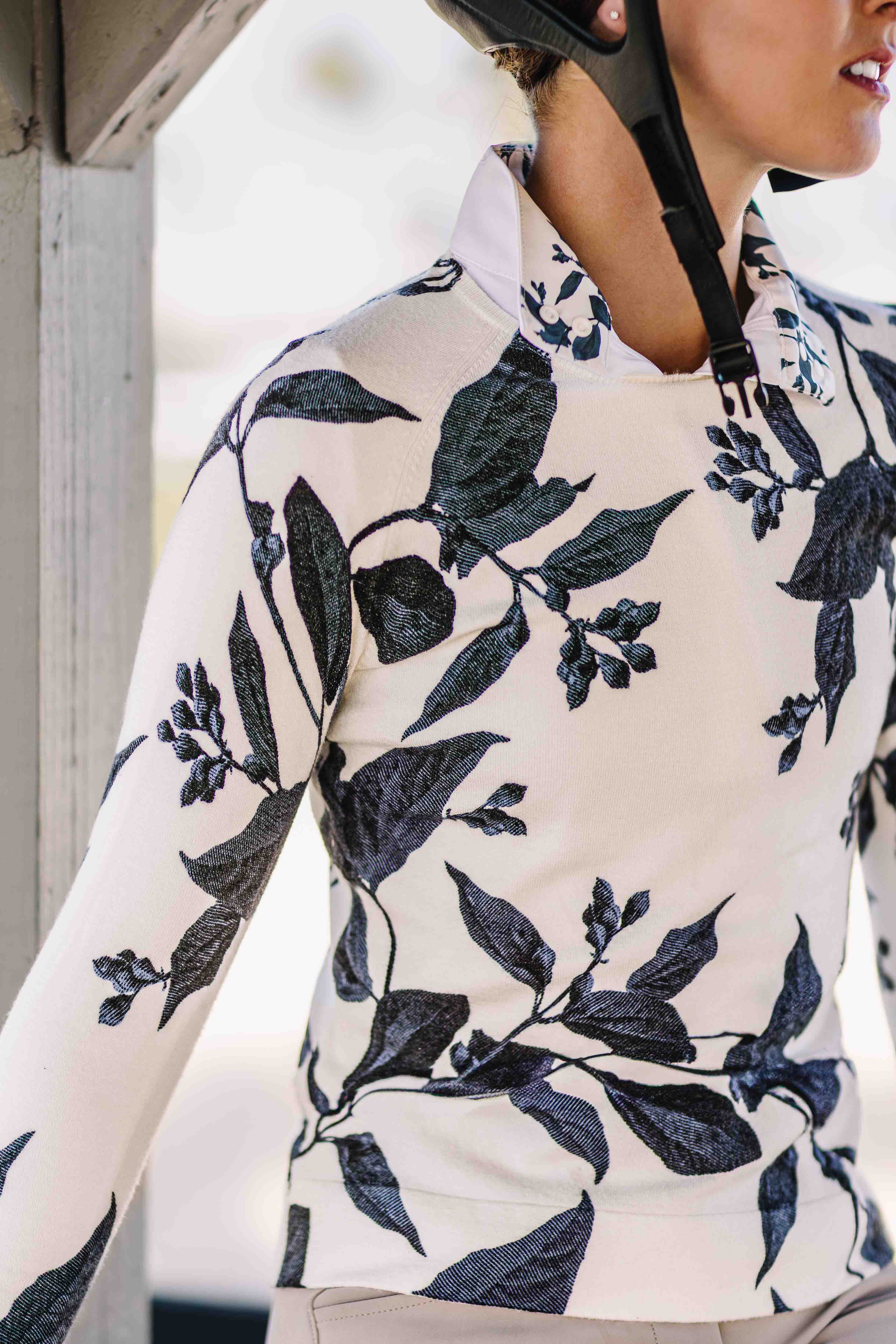 Kastel Denmark Lithograph Leaf Tailored Long Sleeve White Show Shirt - Kastel Denmark - Equiluxe Tack