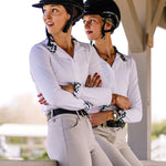 Kastel Denmark Lithograph Leaf Tailored Long Sleeve White Show Shirt - Kastel Denmark - Equiluxe Tack