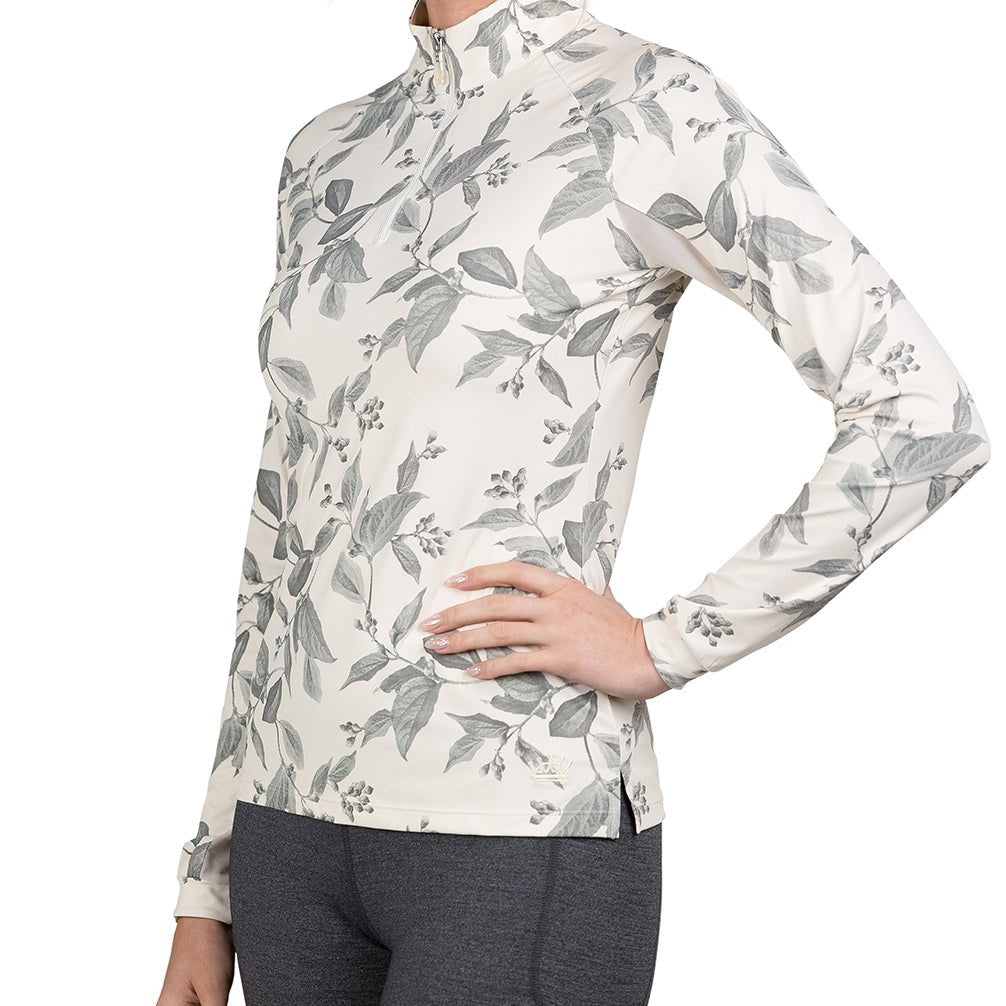 Kastel Denmark Long Sleeve Asphalt and White Leaf 1/4 Zip - Kastel Denmark - Equiluxe Tack