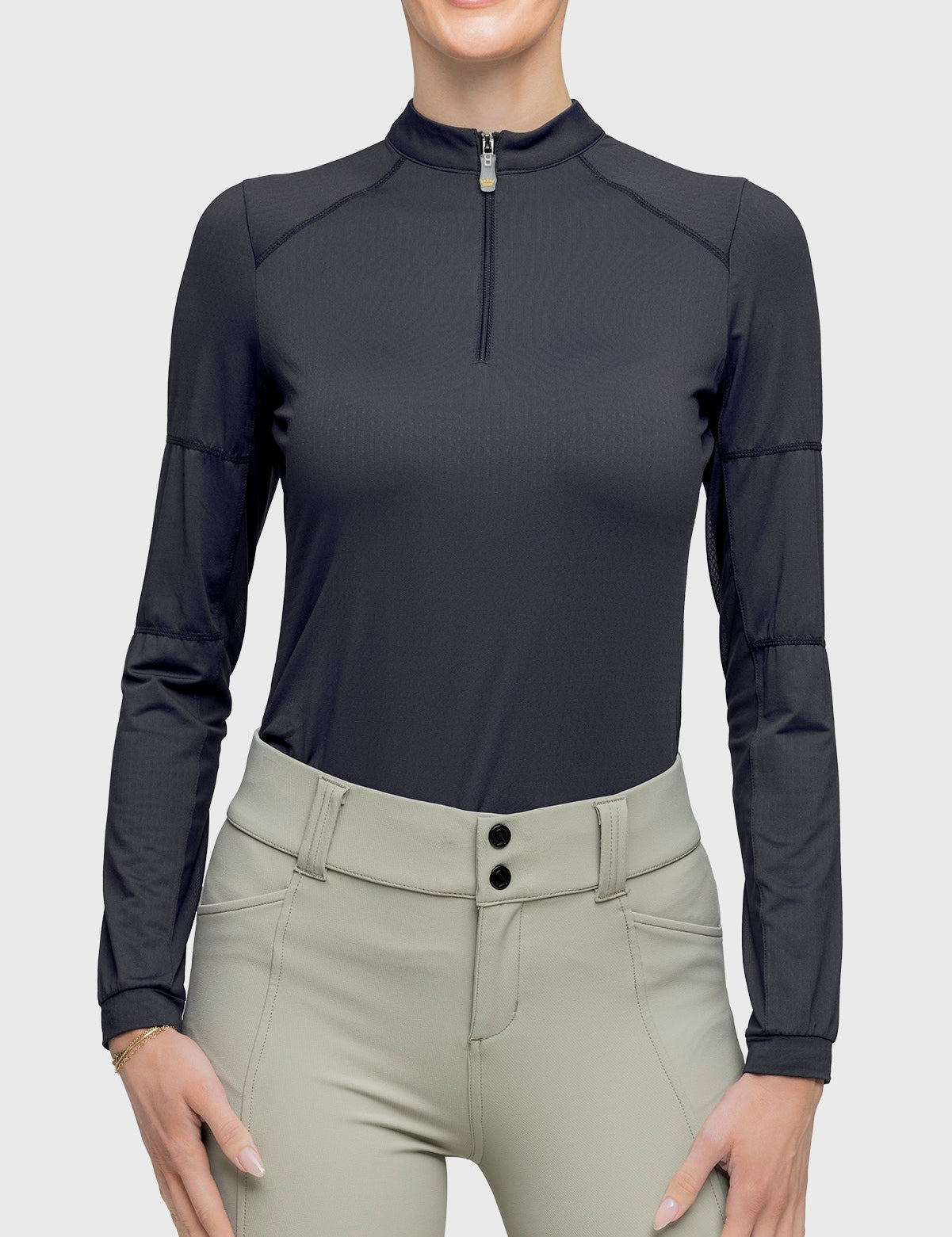 Kastel Denmark Long Sleeve Black Paneled Solid 1/4 Zip Shirt - Kastel Denmark - Equiluxe Tack