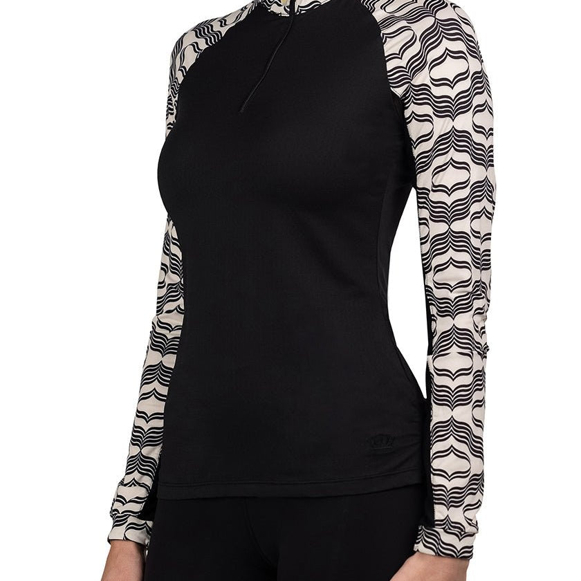 Kastel Denmark Long Sleeve Black & White Geometric Raglan 1/4 Zip - Kastel Denmark - Equiluxe Tack