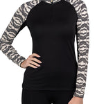 Kastel Denmark Long Sleeve Black & White Geometric Raglan 1/4 Zip - Kastel Denmark - Equiluxe Tack