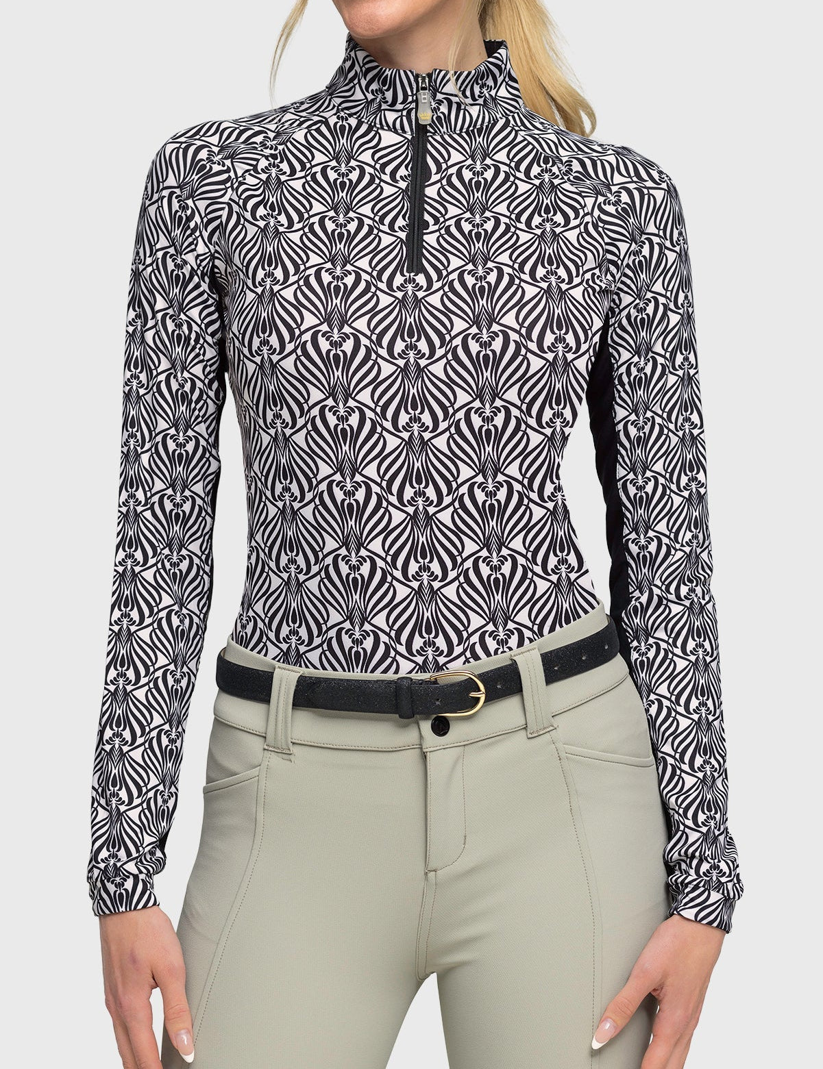 Kastel Denmark Long Sleeve Black & White Nouveau 1/4 Zip - Kastel Denmark - Equiluxe Tack