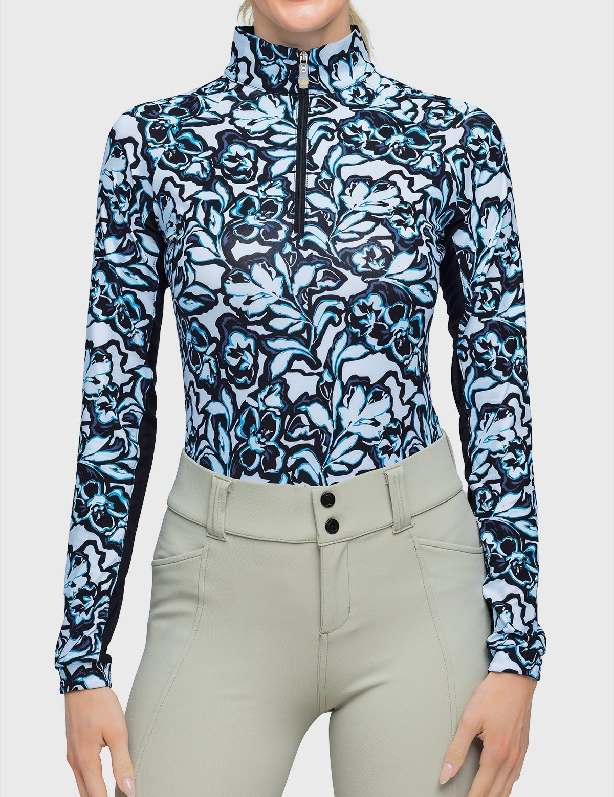 Kastel Denmark Long Sleeve Blue Floral 1/4 Zip Shirt - Kastel Denmark - Equiluxe Tack