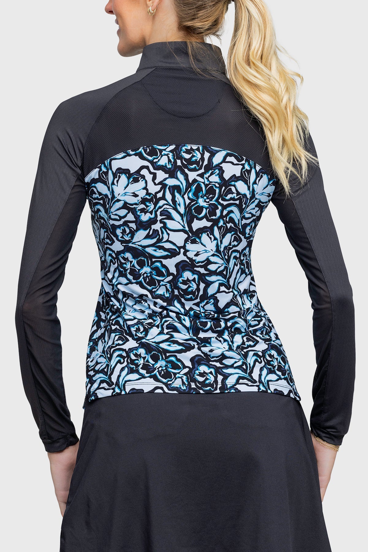 Kastel Denmark Long Sleeve Blue Floral Performance Raglan 1/4 Zip Shirt - Kastel Denmark - Equiluxe Tack