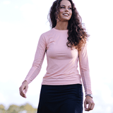 Kastel Denmark Long Sleeve Coral Crewneck with Silver Monogram Shirt - Kastel Denmark - Equiluxe Tack