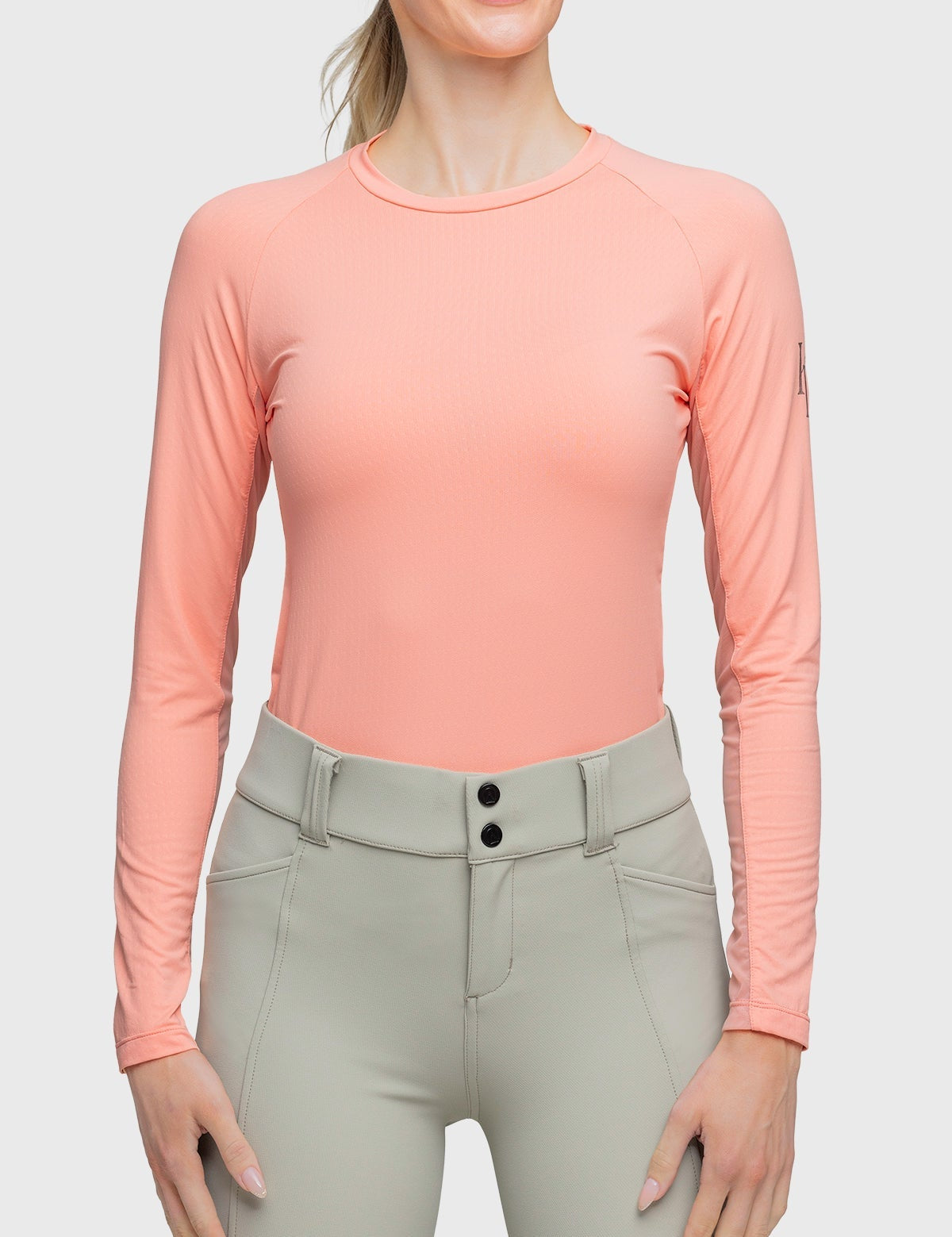 Kastel Denmark Long Sleeve Coral Crewneck with Silver Monogram Shirt - Kastel Denmark - Equiluxe Tack
