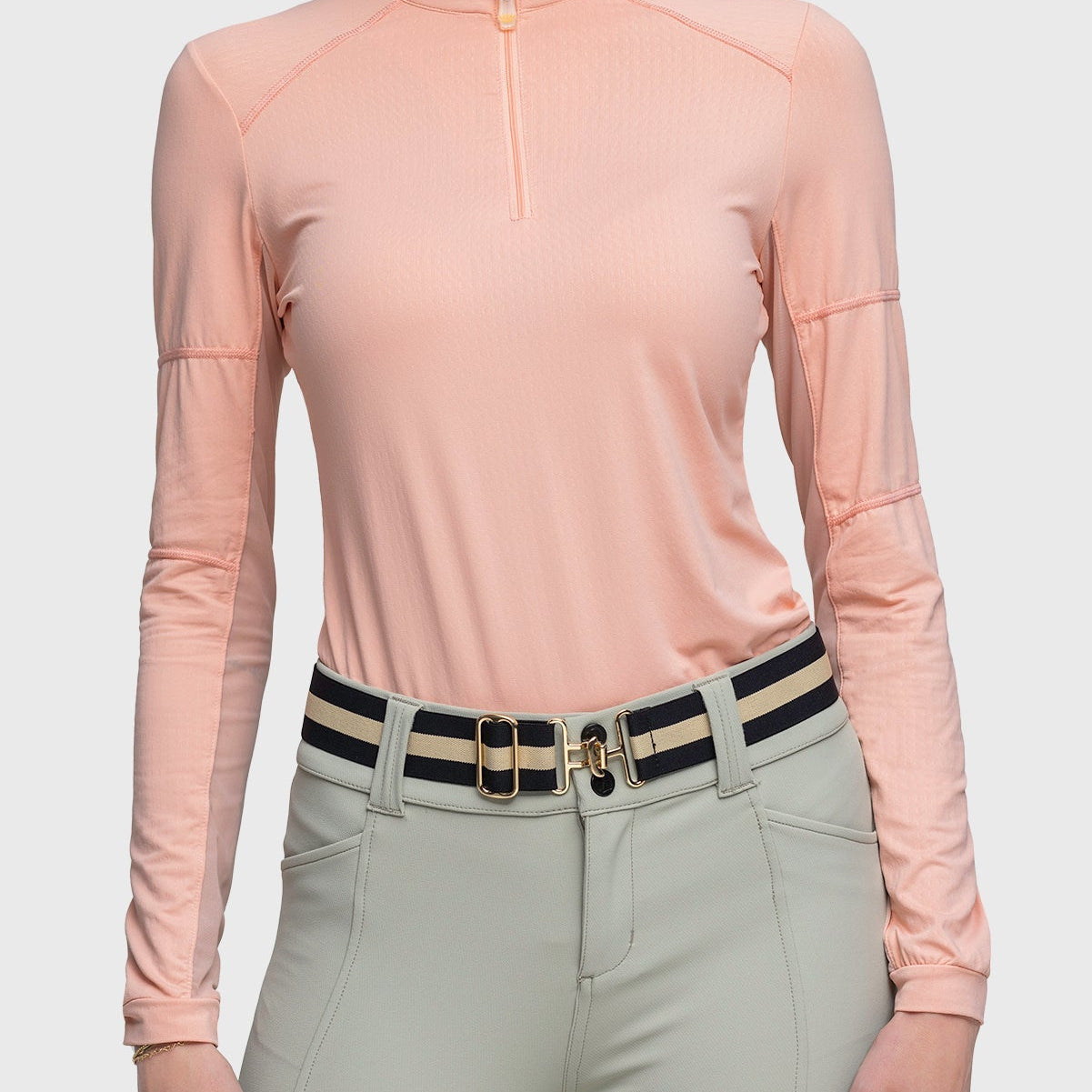 Kastel Denmark Long Sleeve Coral Paneled Solid 1/4 Zip - Kastel Denmark - Equiluxe Tack