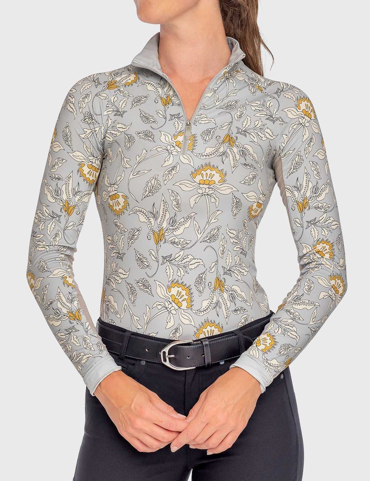 Kastel Denmark Long Sleeve Dove Vintage Jacobean 1/4 Zip Sun Shirt - Kastel Denmark - Equiluxe Tack