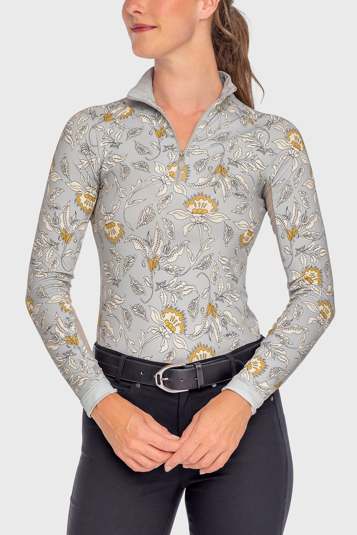 Kastel Denmark Long Sleeve Dove Vintage Jacobean 1/4 Zip Sun Shirt - Kastel Denmark - Equiluxe Tack