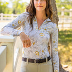 Kastel Denmark Long Sleeve Dove Vintage Jacobean 1/4 Zip Sun Shirt - Kastel Denmark - Equiluxe Tack