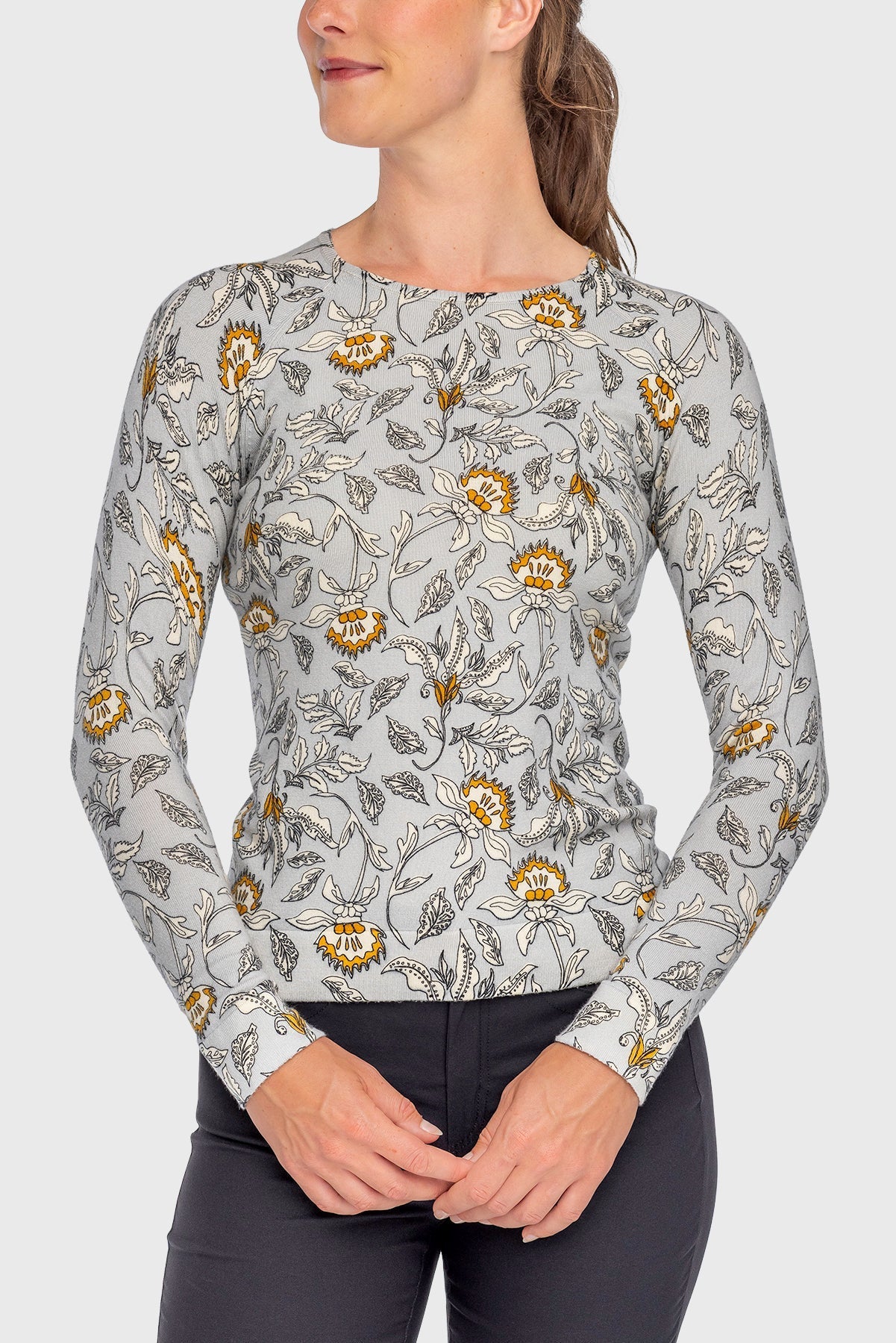 Kastel Denmark Long Sleeve Dove Vintage Jacobean Crewneck Sweater - Kastel Denmark - Equiluxe Tack