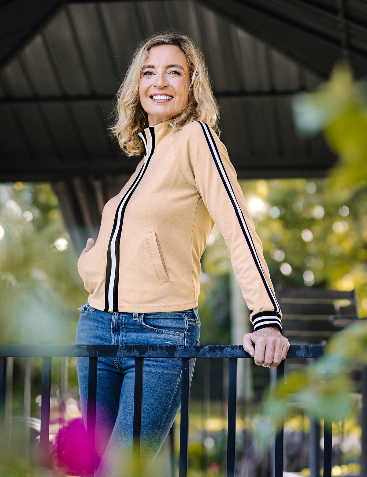 Kastel Denmark Long Sleeve Full Zip Sand Track Jacket with Trim - Kastel Denmark - Equiluxe Tack