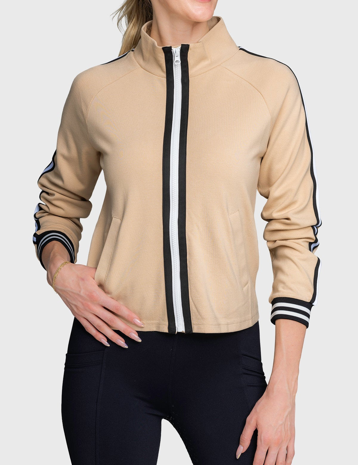 Kastel Denmark Long Sleeve Full Zip Sand Track Jacket with Trim - Kastel Denmark - Equiluxe Tack