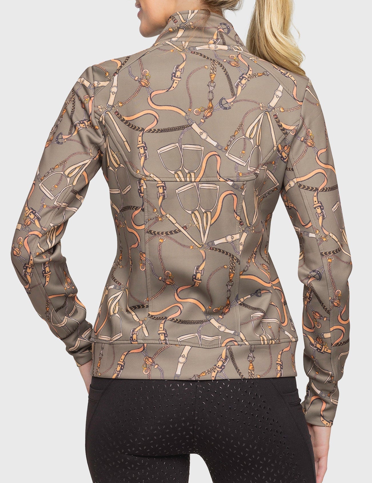 Kastel Denmark Long Sleeve Full Zip Taupe Belt Print Scuba Jacket - Kastel Denmark - Equiluxe Tack