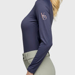 Kastel Denmark Long Sleeve Navy Crewneck With Rose Gold Monogram Shirt - Kastel Denmark - Equiluxe Tack