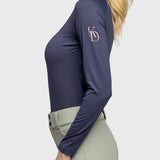 Kastel Denmark Long Sleeve Navy Crewneck With Rose Gold Monogram Shirt - Kastel Denmark - Equiluxe Tack