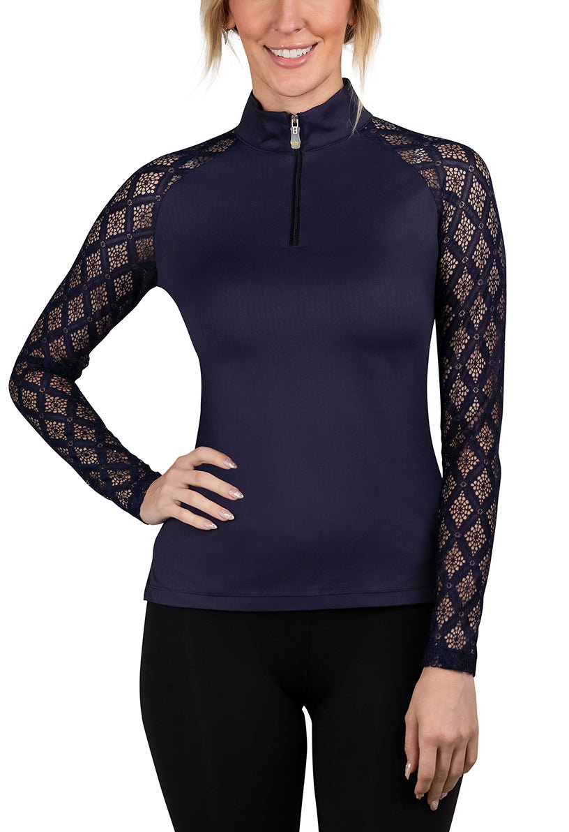 Kastel Denmark Long Sleeve Navy Diamond Lace Raglan - Kastel Denmark - Equiluxe Tack