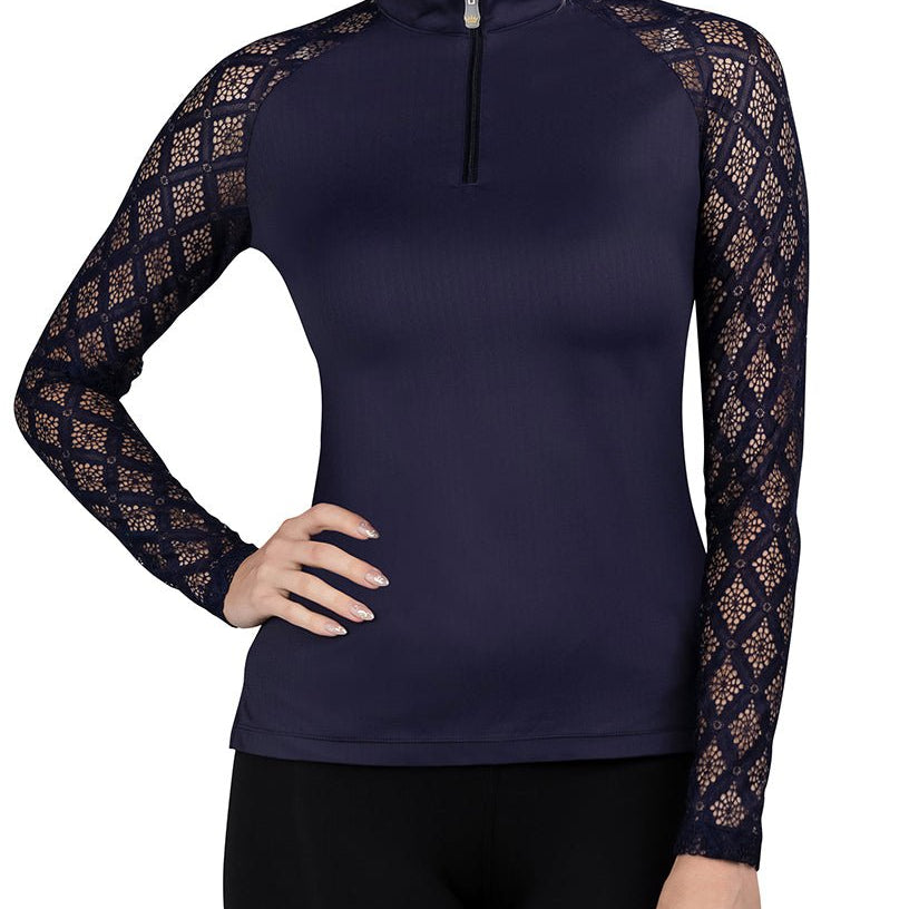 Kastel Denmark Long Sleeve Navy Diamond Lace Raglan - Kastel Denmark - Equiluxe Tack