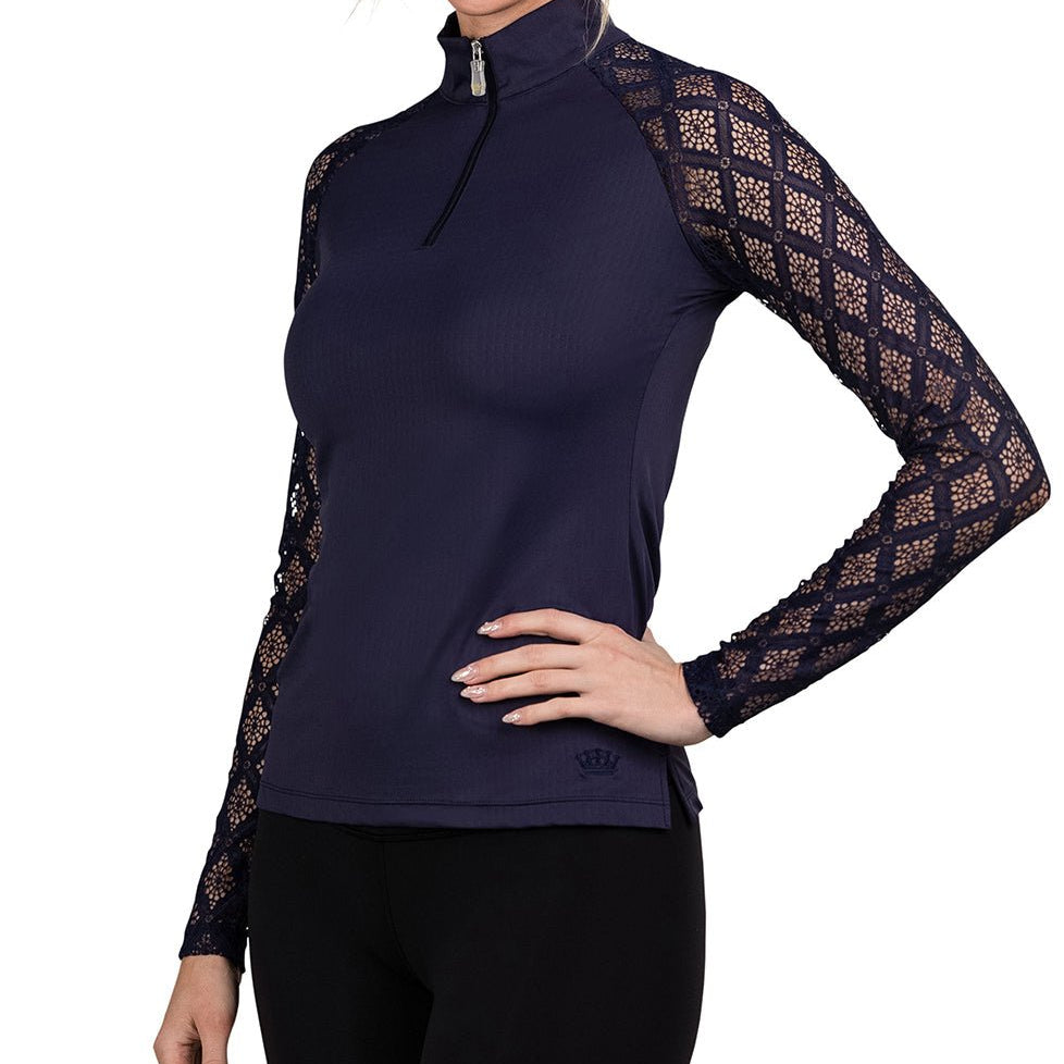 Kastel Denmark Long Sleeve Navy Diamond Lace Raglan - Kastel Denmark - Equiluxe Tack